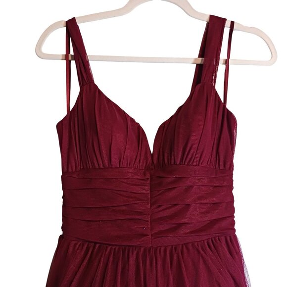 City Studio Juniors Emma Mesh Padded Bust Evening Dress in Merlot Red,‎ Size 3 - Picture 4 of 13